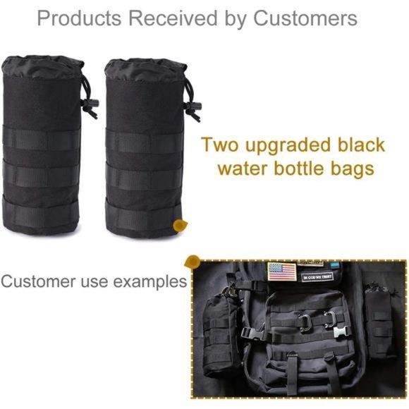 Set of 2 Water Bottles Pouch Bag, Tactical Drawstring Molle Water Bottle Holder - Picture 5 of 5
